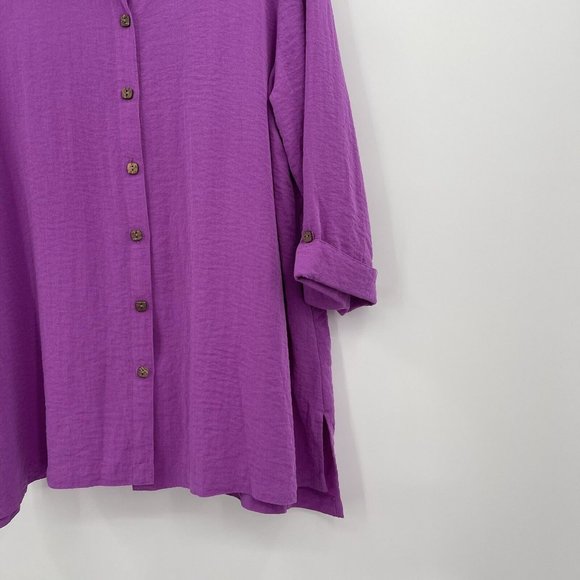 John Mark Blouse tunic top Wired Collar Crinkle Women’s size XL purple Rayon - Picture 3 of 7